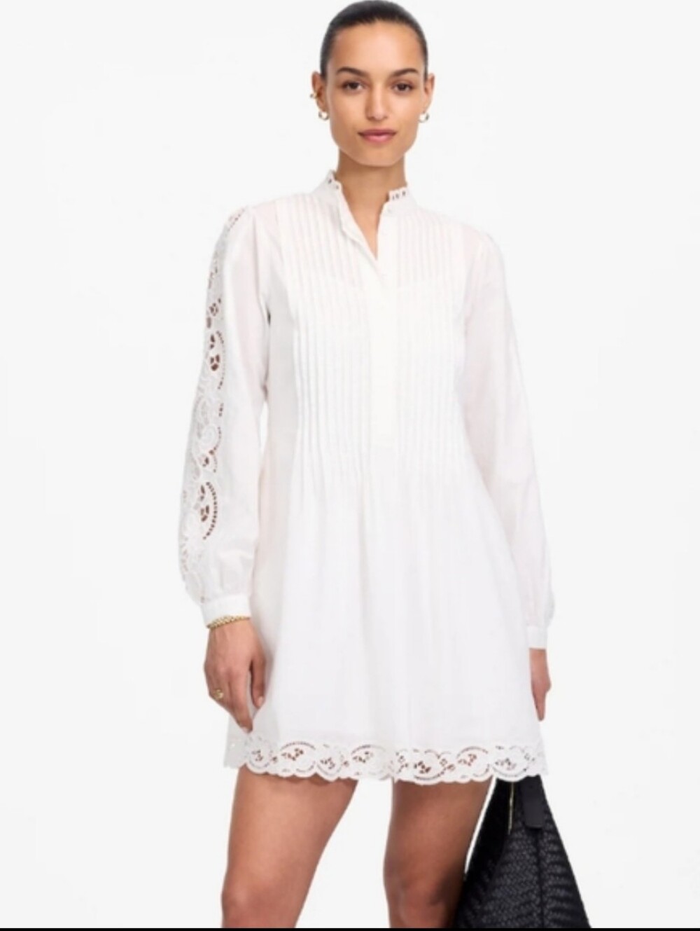 Madewell Pintucked Eyelet Mini Dress NU568 New With Tags Romantic Size XXS2